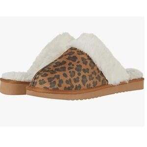 Volatile Leopard Fluffy Faux Fur Slip On Hard Sole Slippers - Women's 9 NEW